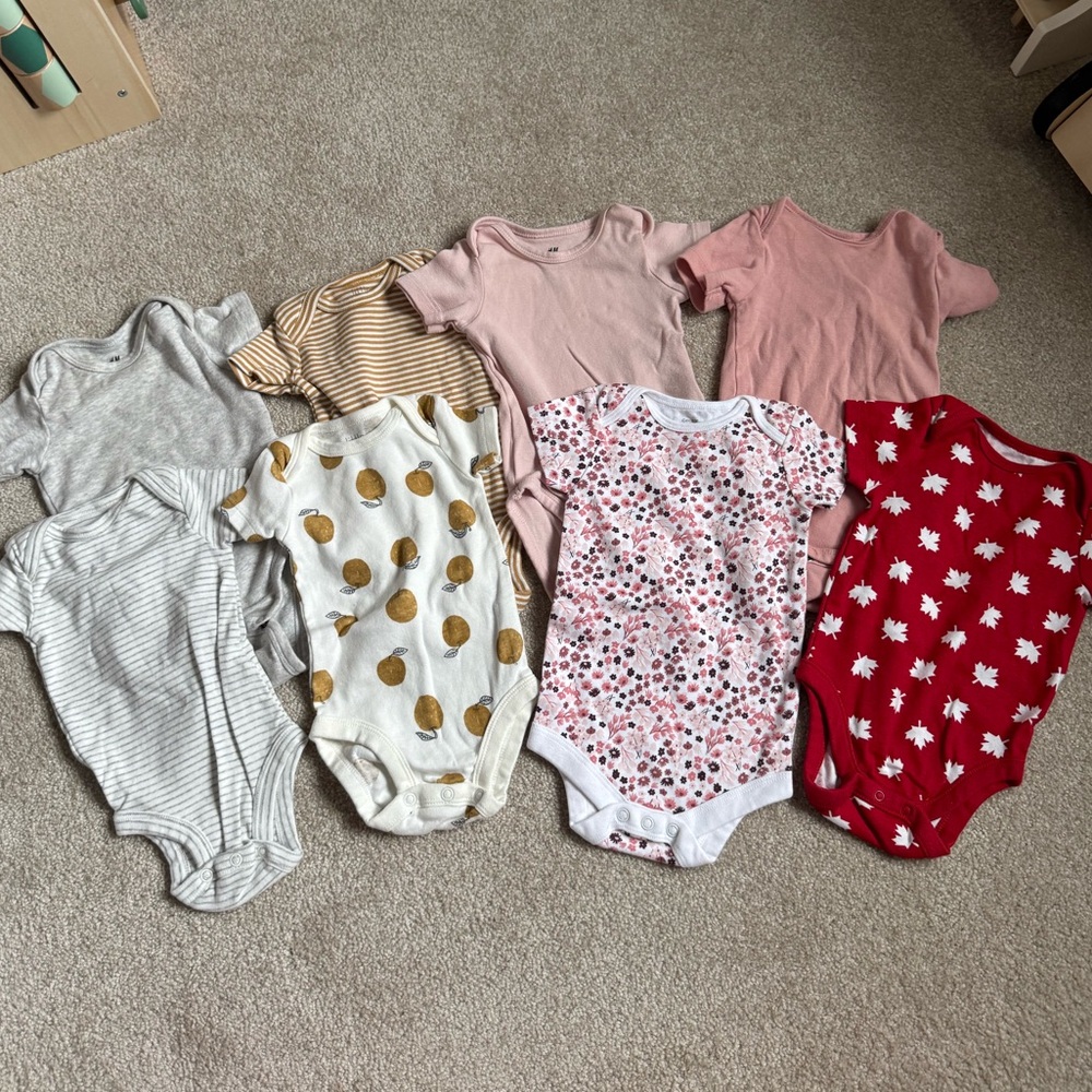 Bundle of 6 Baby Bodysuits Size 3M or 3-6M